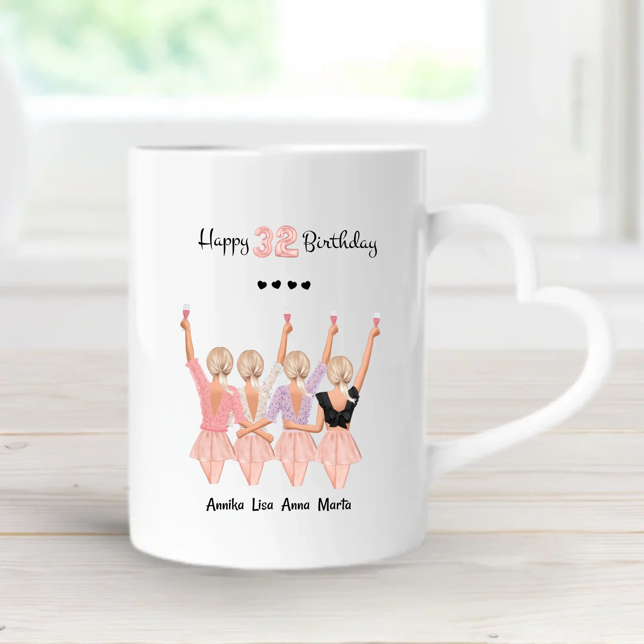4 Freundinnen Tasse personalisiert Geschenk zum Geburtstag - Cantty