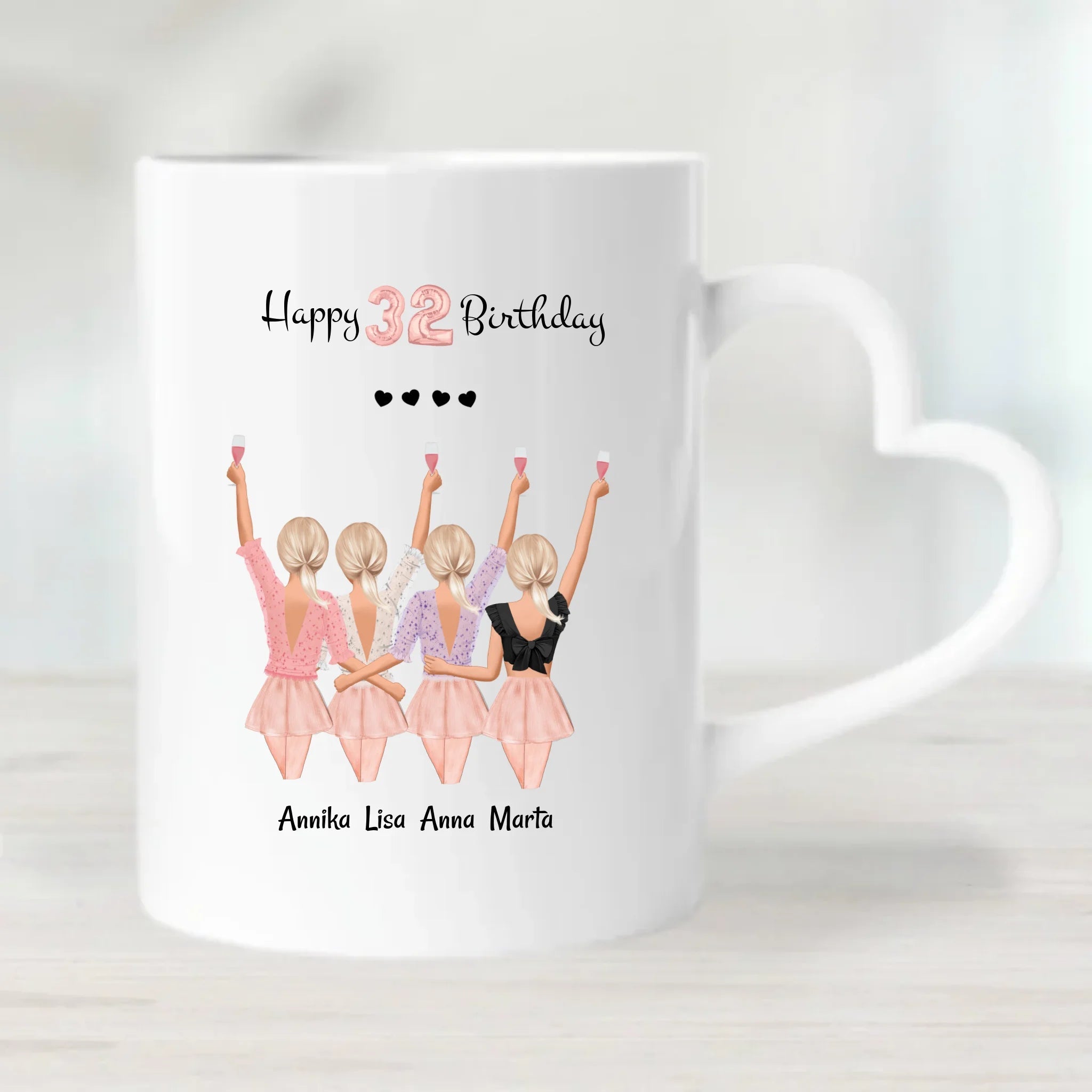 4 Freundinnen Tasse personalisiert Geschenk zum Geburtstag - Cantty