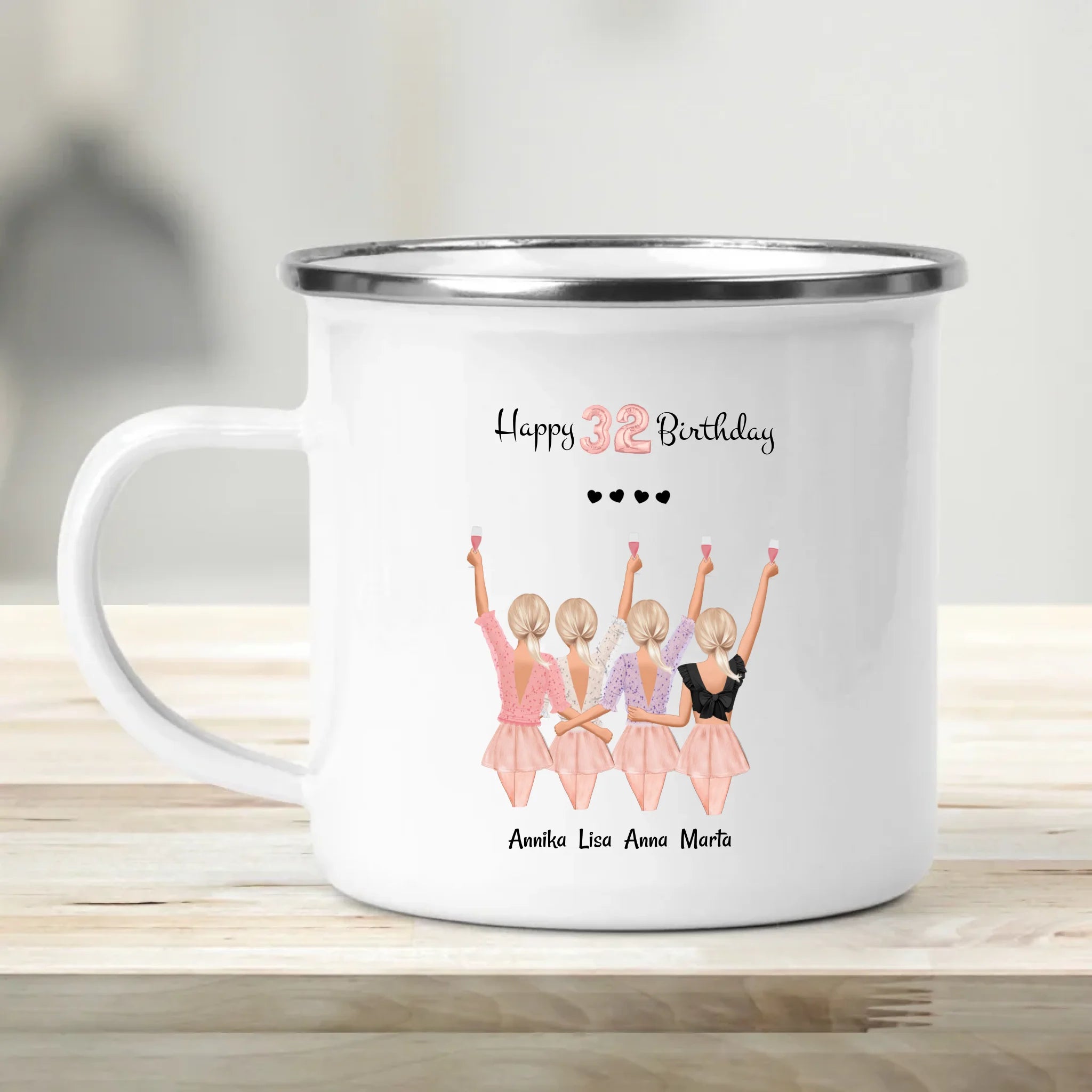4 Freundinnen Tasse personalisiert Geschenk zum Geburtstag - Cantty
