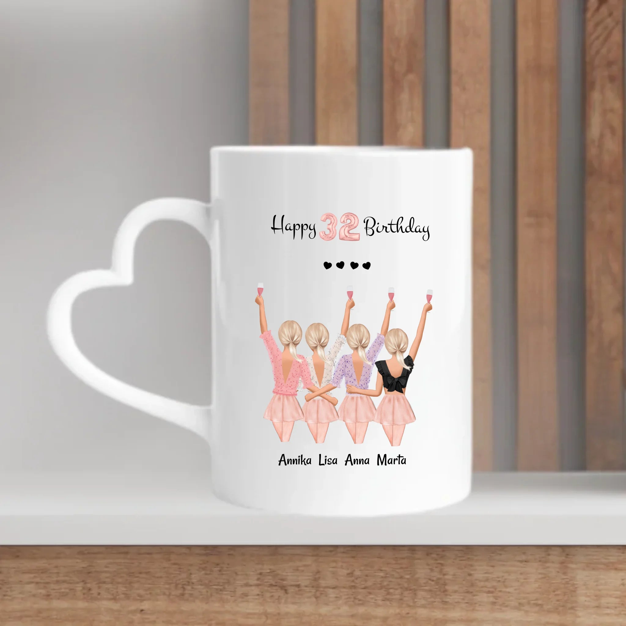 4 Freundinnen Tasse personalisiert Geschenk zum Geburtstag - Cantty
