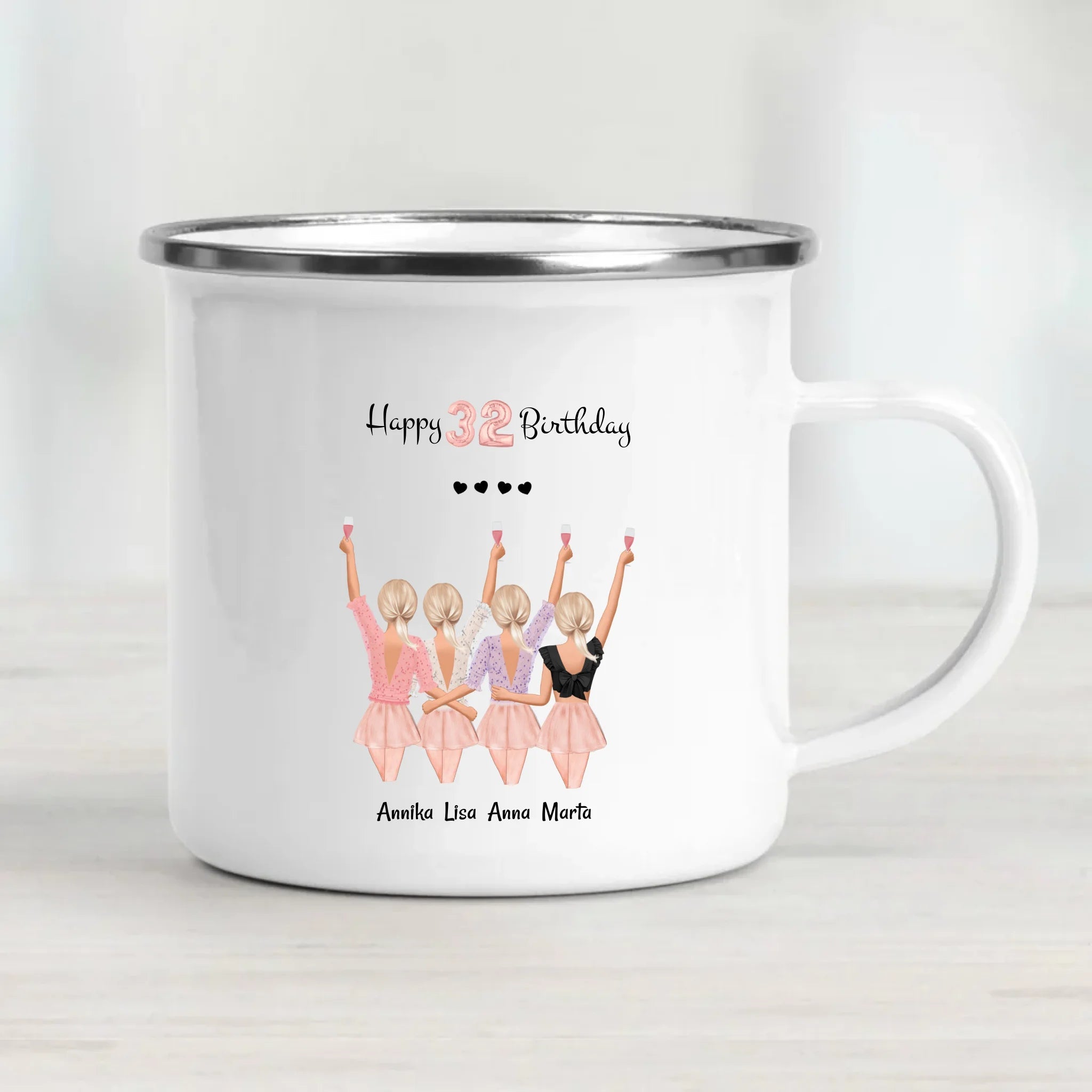 4 Freundinnen Tasse personalisiert Geschenk zum Geburtstag - Cantty