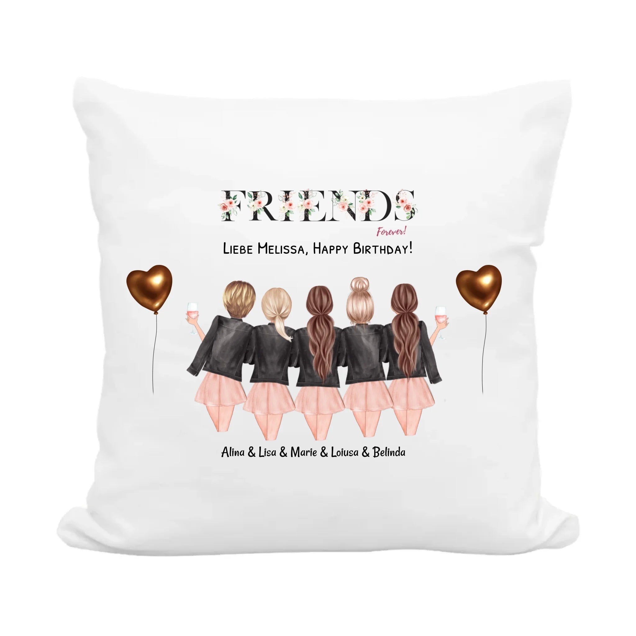 5 Freundinnen Kissen Geschenk mit Bild personalisiert - Cantty