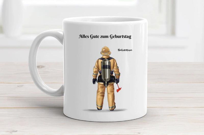 Geschenk Feuerwehrmann Tasse zum Geburtstag personalisiert - Cantty