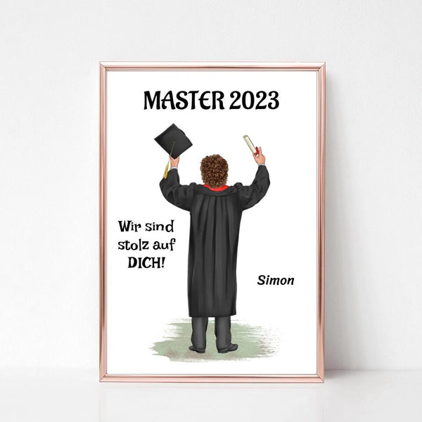 Geschenk Master Abschluss Poster personalisiert für Sohn