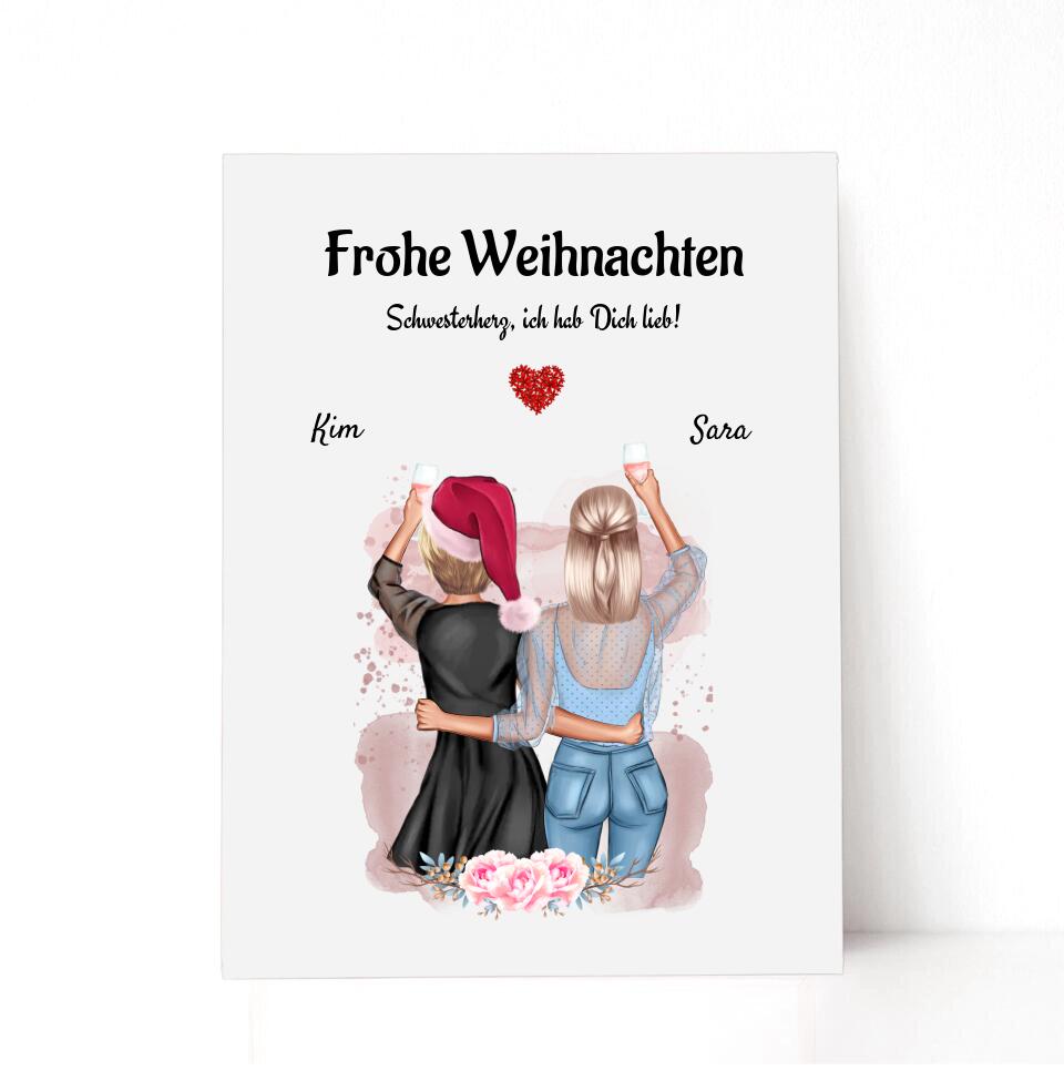 2 Schwestern Weihnachten Acrylglas Bild Illustration - Cantty