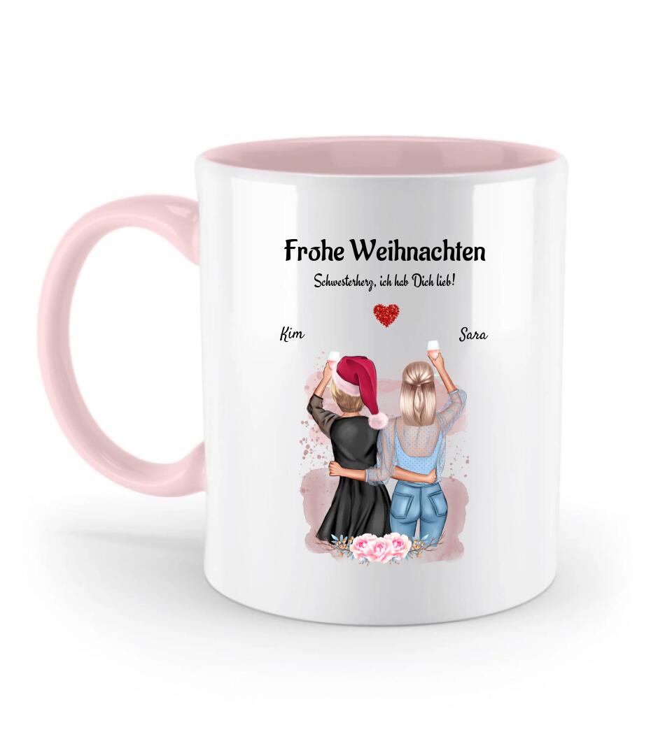 Schwester Kaffeetasse Geschenk Bild Illustartion zu Weihnachten - Cantty