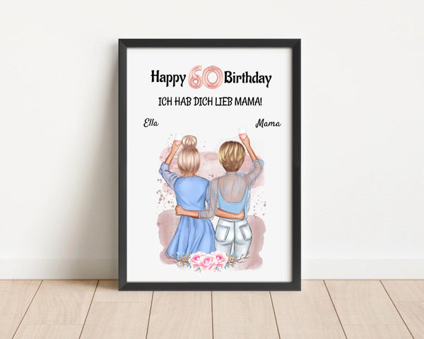 Mutter 60 Geburtstag Geschenk Poster personalisiert