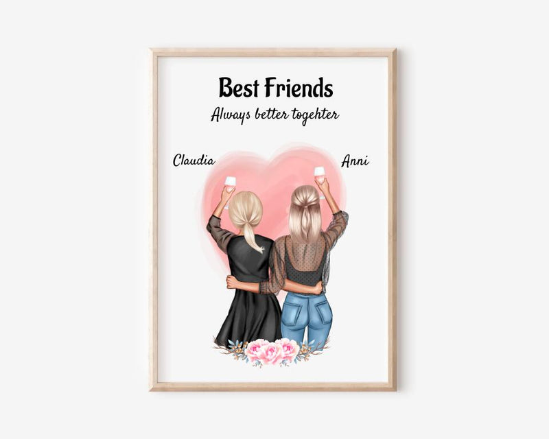 2 Freundinnen Poster Geschenk personalisiert - Cantty