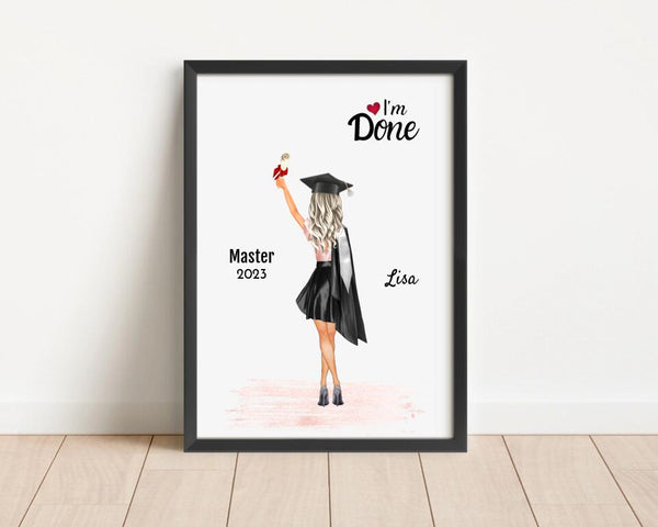 Master Abschluss Geschenk Poster für Frau Mädchen personalisiert