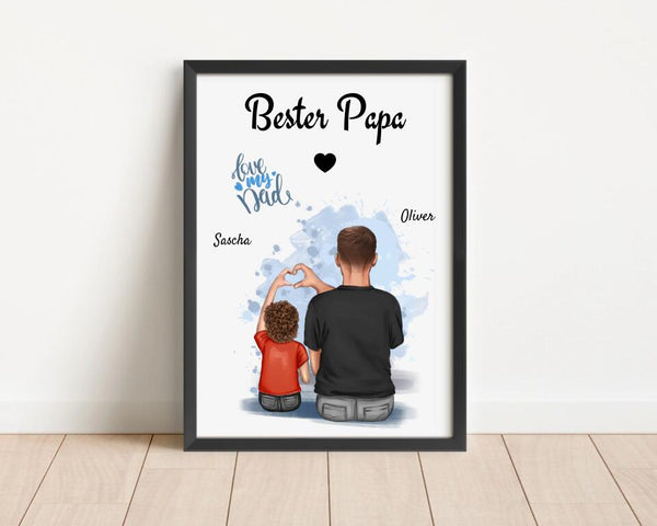 Papa Sohn Poster Geschenk mit Namen personalisiert