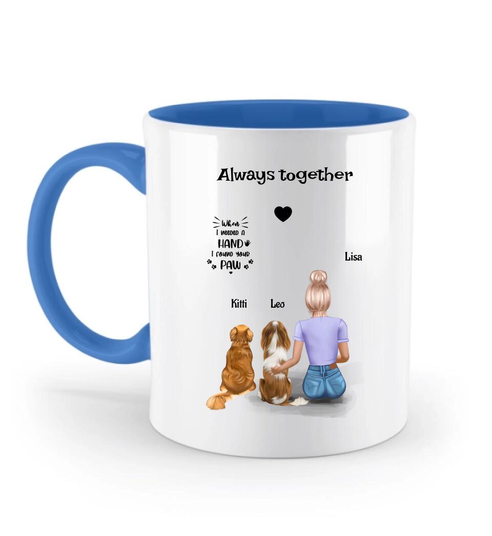 Personalisierte Tasse Frau mit 2 Hunden - Cantty