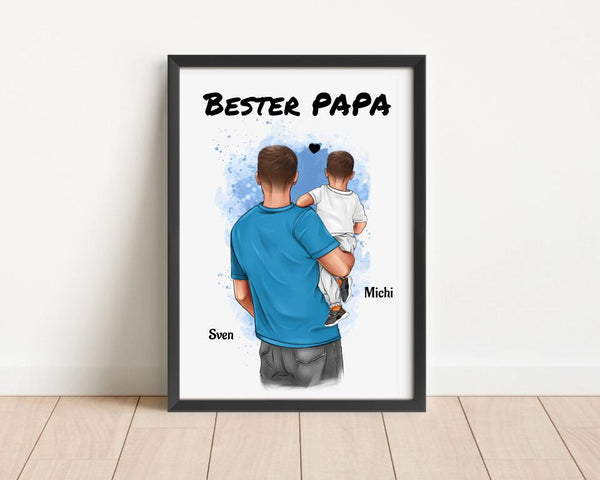 Vater und kleiner Sohn Poster Geschenk personalisiert