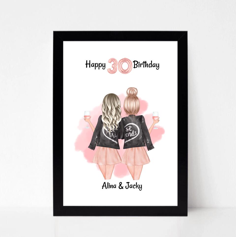 Beste Freundin Geburtstag Geschenk Poster personalisiert - Cantty