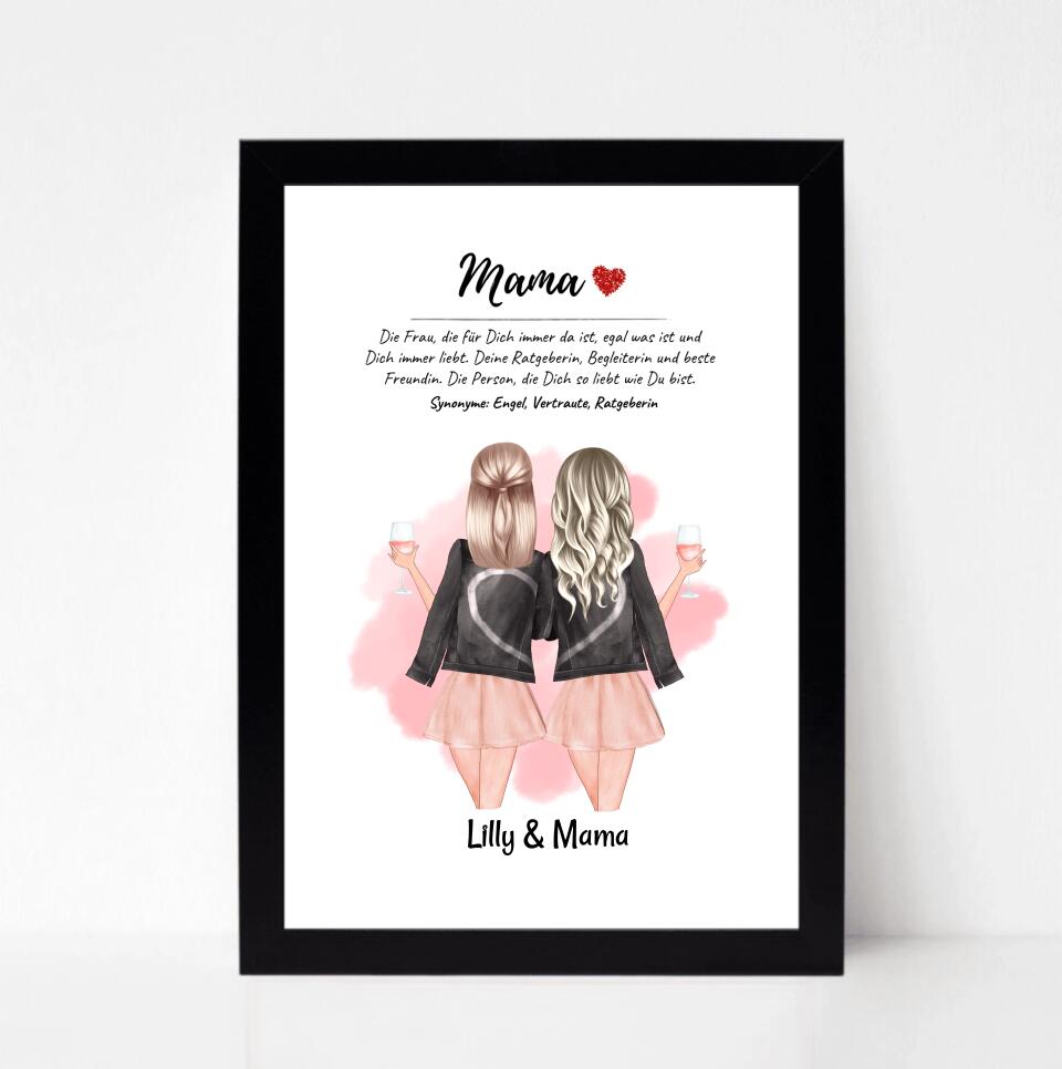 Mutter Tochter Bild mit Namen und Spruch Geschenk personalisiert - Cantty