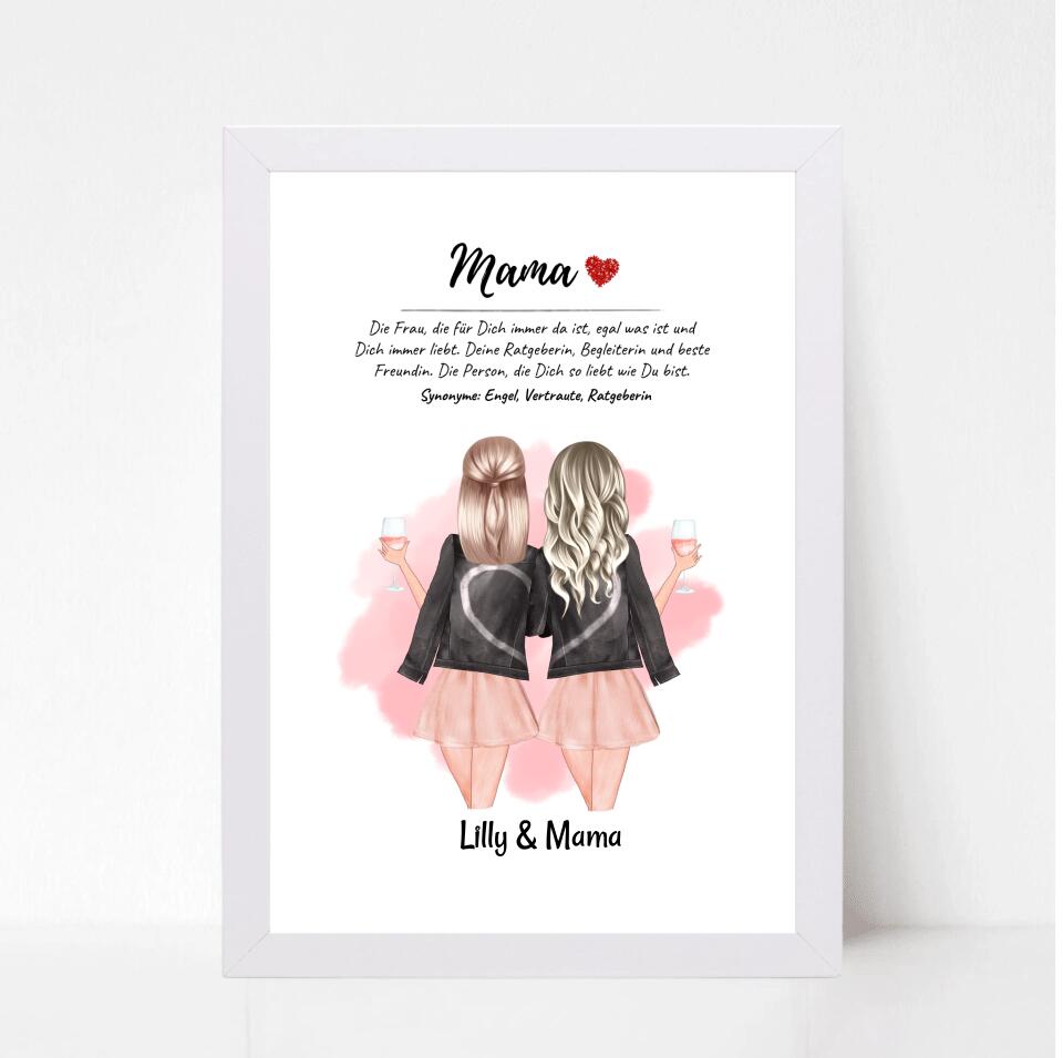 Mutter Tochter Bild mit Namen und Spruch Geschenk personalisiert - Cantty
