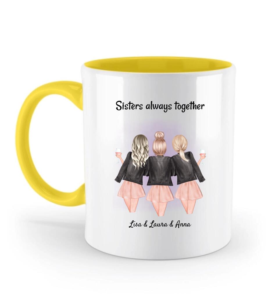 Tasse 3 Schwestern Geschenk personalisiert - Cantty