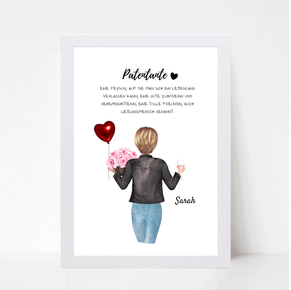 Patentante Fragen & Danke, Definition, Geburtstag Geschenk Poster personalisiert - Cantty