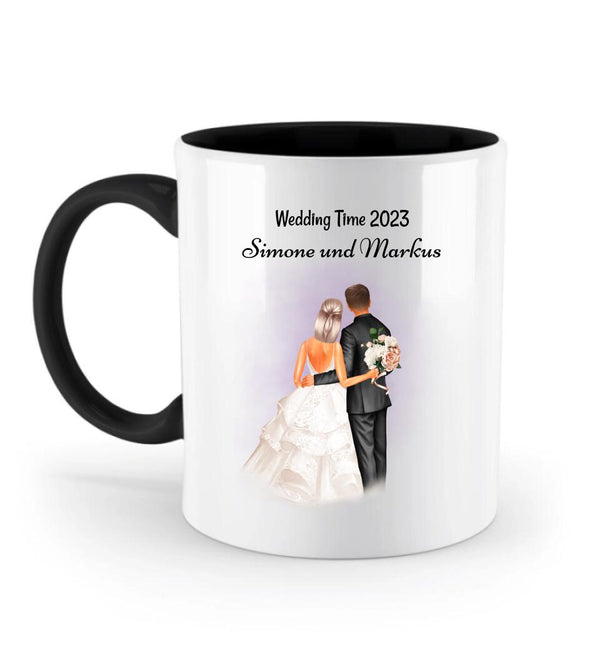 Personalisierte Tasse zweifarbig Brautpaar Geschenk