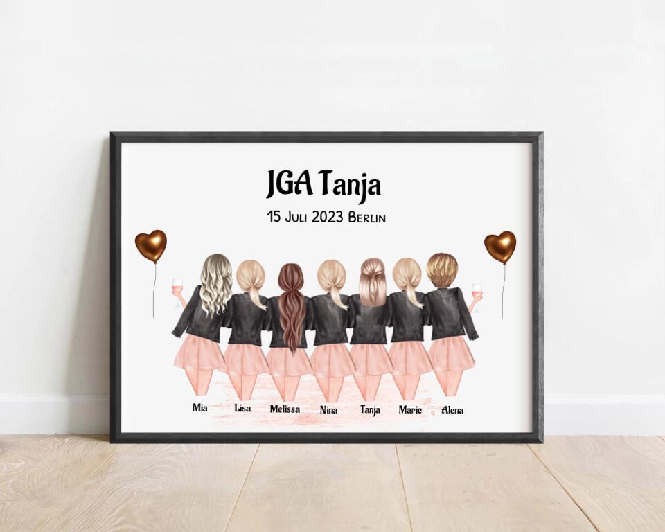 Geschenk 7 Freundinnen Bild JGA personalisiert - Cantty