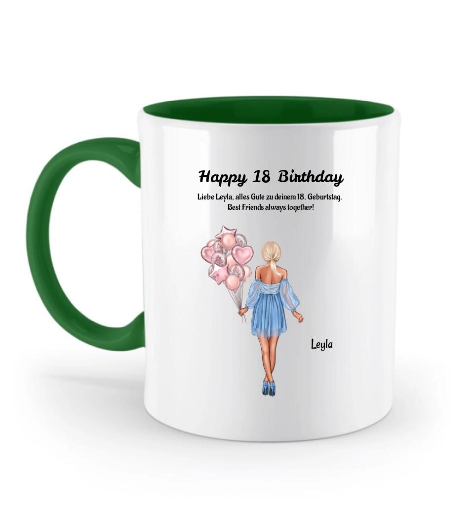 Mädchen 18 Geburtstag Tasse personalisiert - Cantty