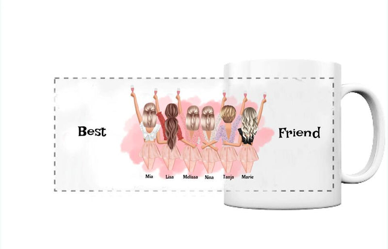 Geschenk Tasse für 6 Freundinnen personalisiert - Cantty