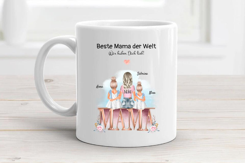 Mama 2 Töchter Tasse Geschenk mit Namen und Spruch - Cantty