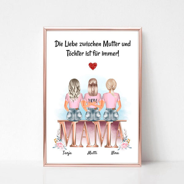Geschenk Mutter 2 Töchter Poster personalisiert