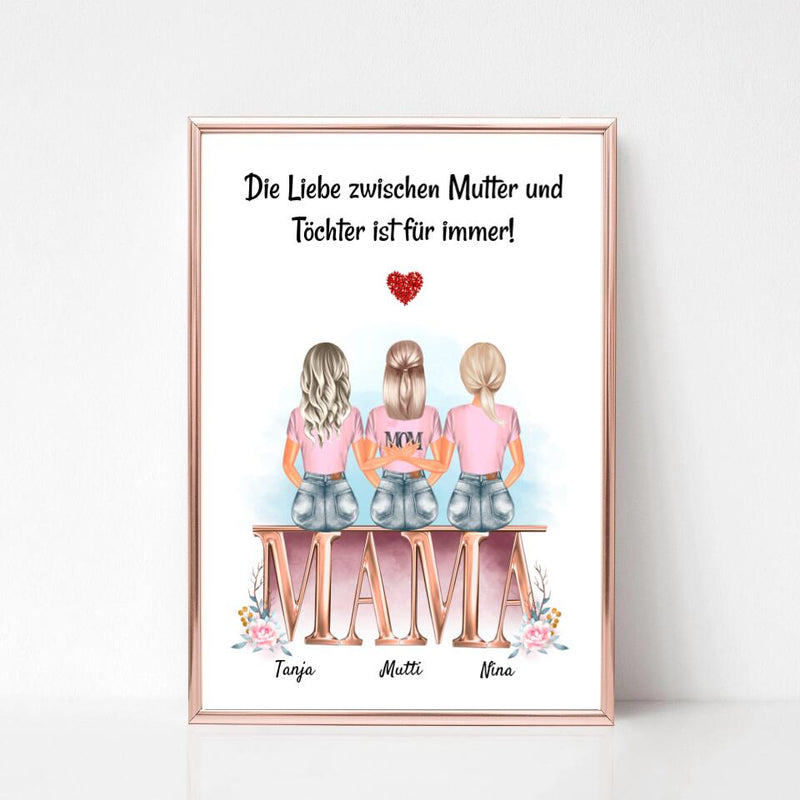 Geschenk Mutter 2 Töchter Poster personalisiert