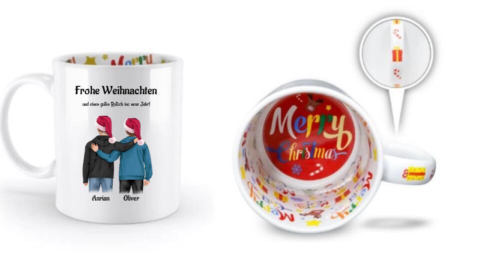 Beste Freunde 2 Männer Weihnachtstasse personalisiert - Cantty