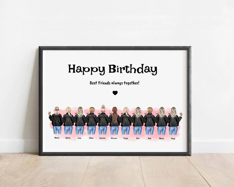 11 Freundinnen Poster personalisiert Geburtstagsgeschenk - Cantty