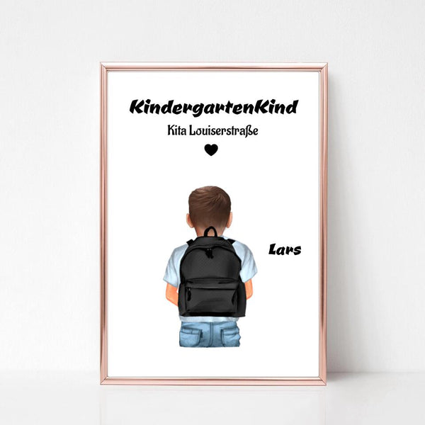 Kindergartenkind Junge Bild Geschenk personalisiert