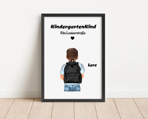 Kindergartenkind Junge Bild Geschenk personalisiert