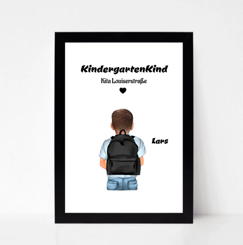 Kindergartenkind Junge Bild Geschenk personalisiert - Cantty