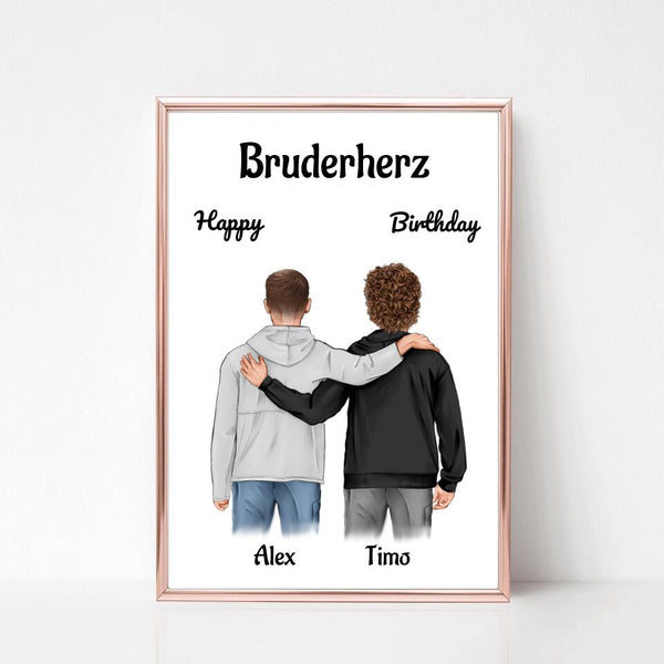 Bruder Geburtstagsgeschenk personalisiert 2 Brüder Bild