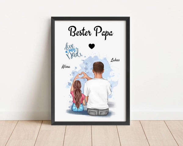 Papa Tochter Poster Geschenk personalisieren