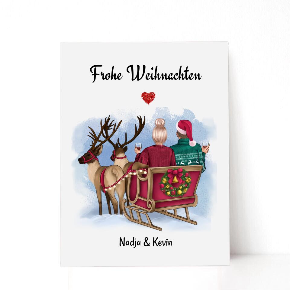 Acrylglas Pärchen Bild frohe Weihnachten Geschenk - Cantty