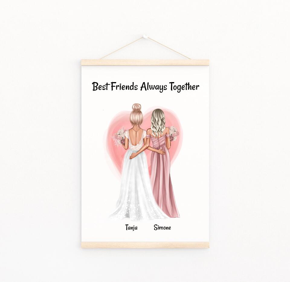 Leinwandbild beste Freundin Braut Geschenk personalisiert - Cantty