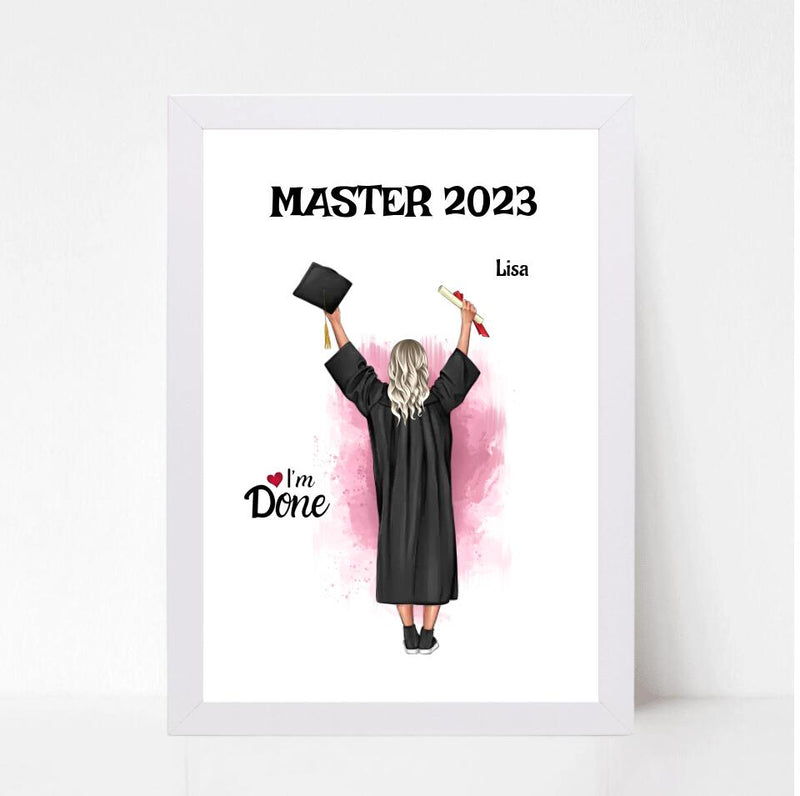 Master Abschluss Mädchen Poster personalisiert - Cantty