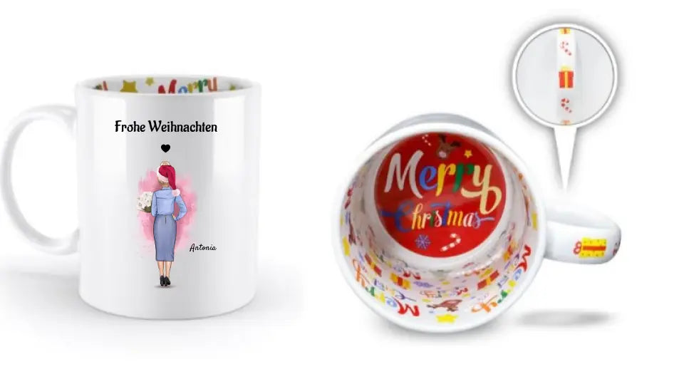 Chefin & Kollegin personalisierte Weihnachtstasse Geschenk - Cantty