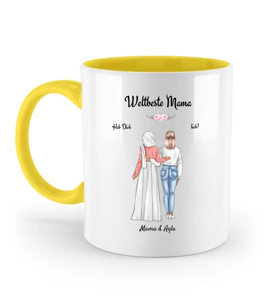 Mutter mit Kopftuch und Tochter Tasse Geschenk - Cantty