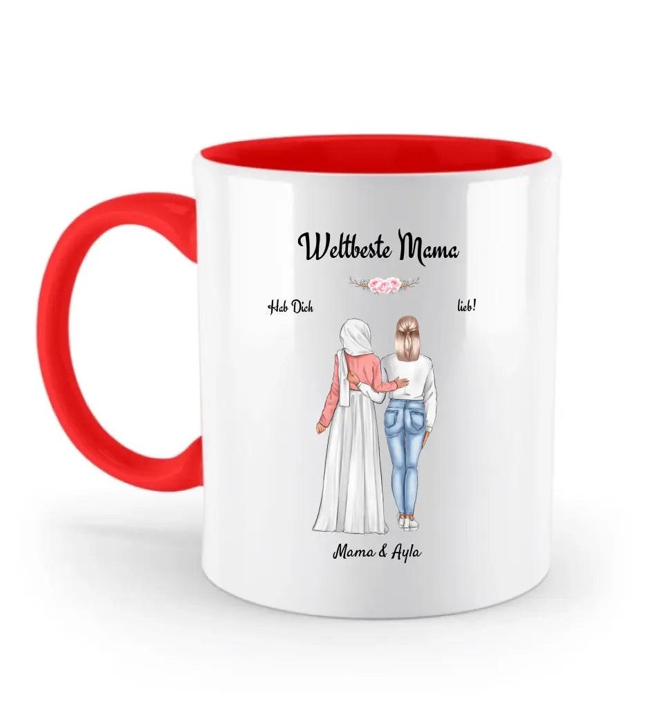 Mutter mit Kopftuch und Tochter Tasse Geschenk - Cantty