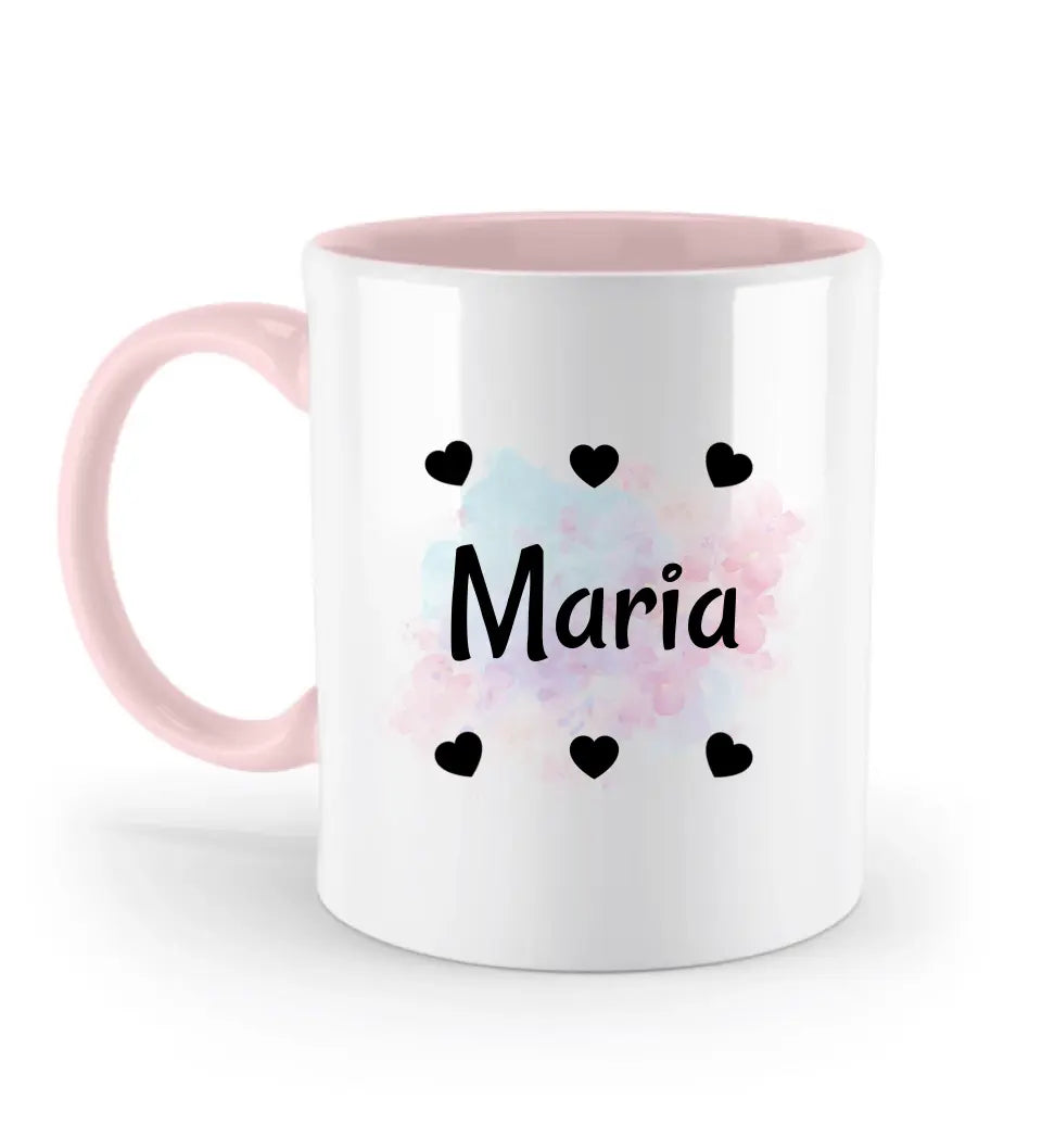 Tasse mit Name und Herzen für Mädchen personalisiert - Cantty