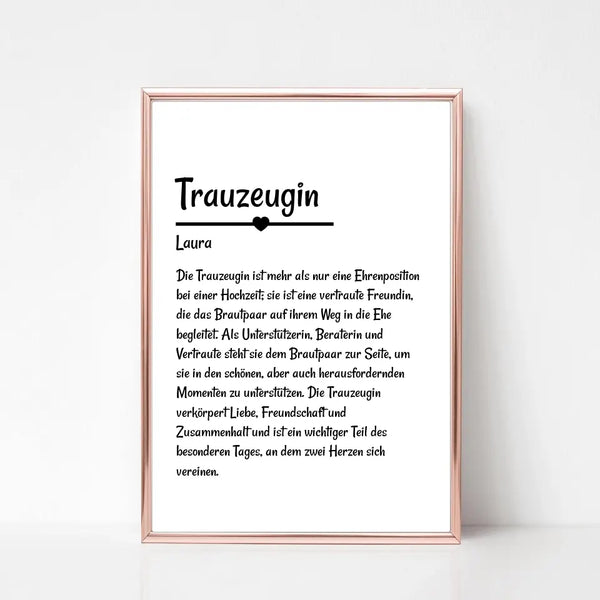 Trauzeugin Definition Poster Geschenk personalisiert