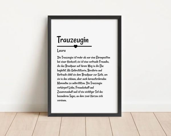 Trauzeugin Definition Poster Geschenk personalisiert