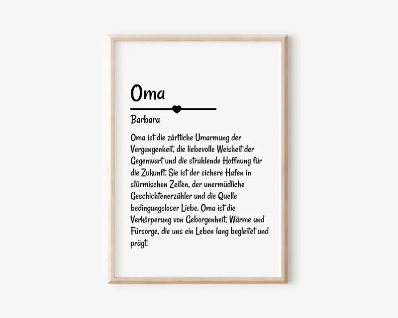 Oma Definition Poster Geschenk personalisiert - Cantty