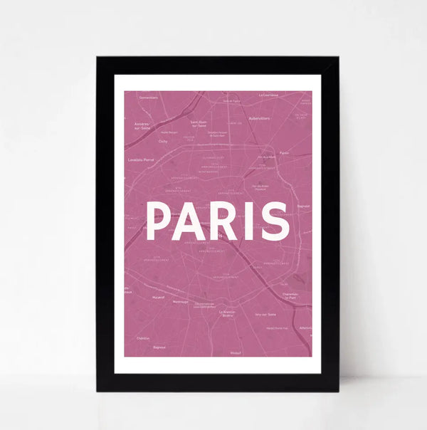 Paris Lieblingsstadt Koordinatenposter Straßenkarte personalisiert