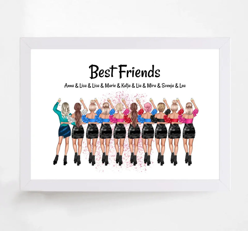 Geschenk Beste Freundin Poster personalisiert für 10 Personen - Cantty