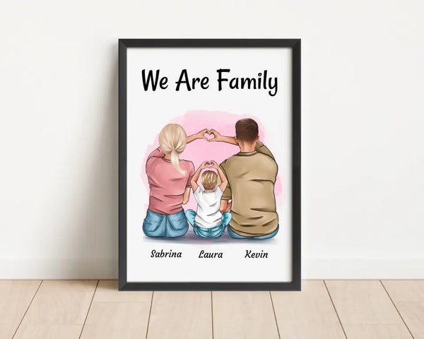Familie Mama Papa Kind Poster personalisiert