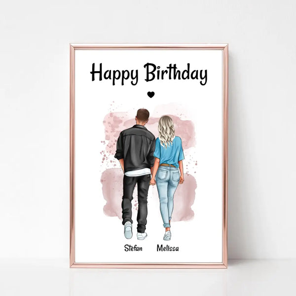 Paar Bild Geschenk personalisiert, Freund & Freundin Poster Geburtstagsgeschenk