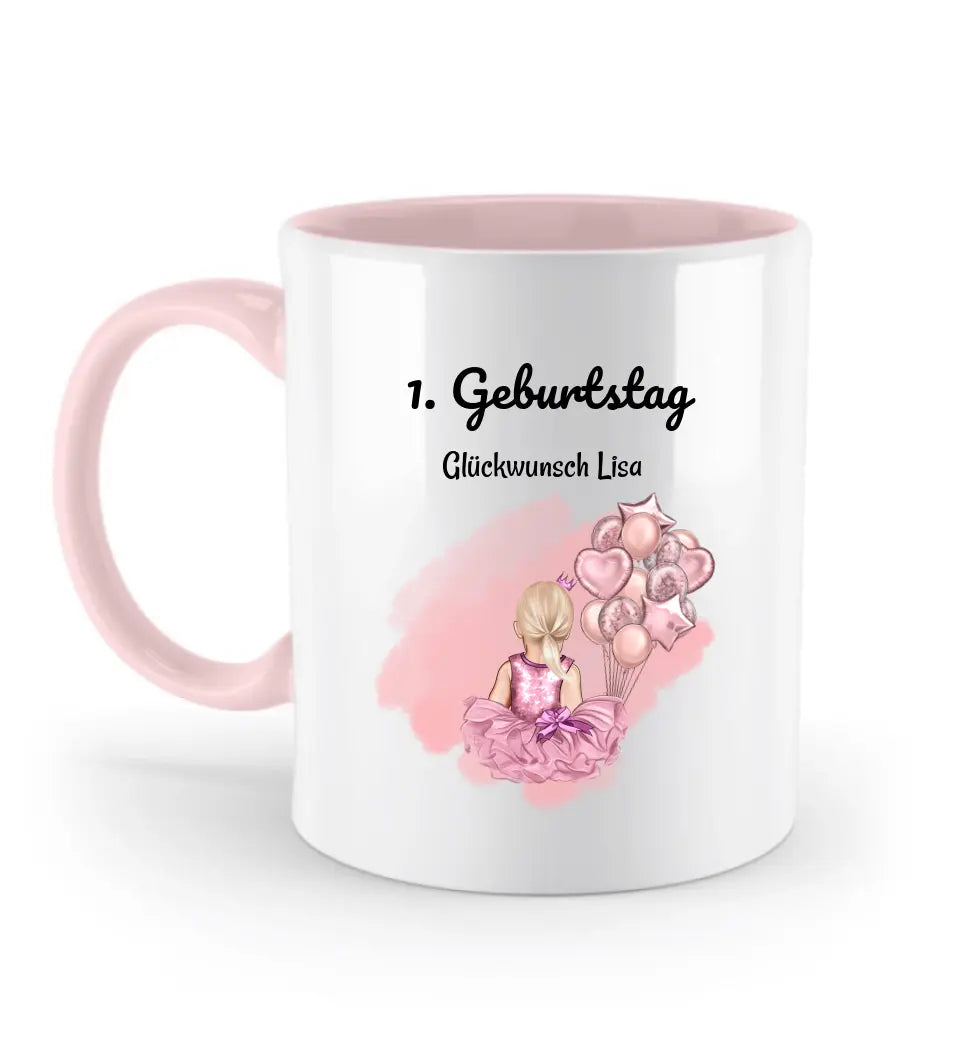 Mädchen 1 Geburtstag farbige Tasse Geschenk personalisiert - Cantty